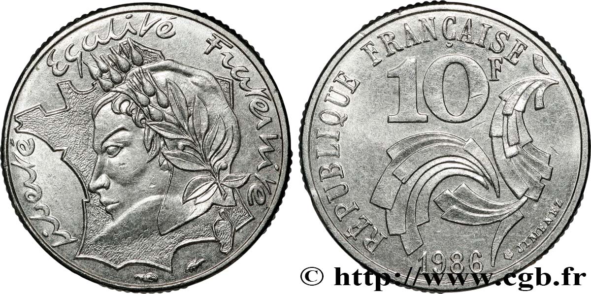 10 francs Jimenez 1986  F.373/2 EBC 