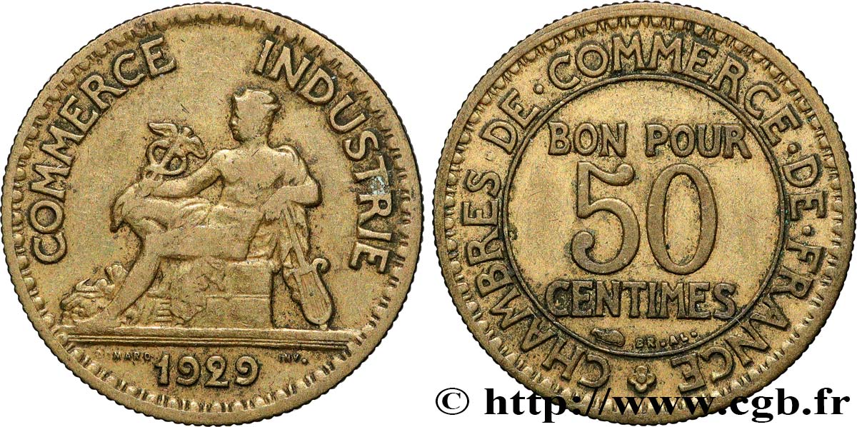 50 centimes Chambres de Commerce 1929 Paris F.191/11 BC 