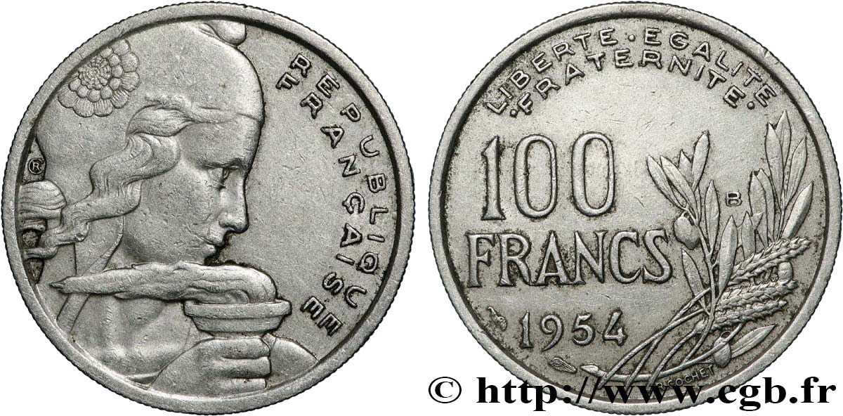 100 francs Cochet 1954 Beaumont-Le-Roger F.450/3 TTB 