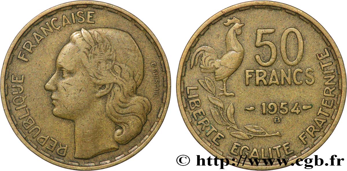 50 francs Guiraud 1954 Beaumont-Le-Roger F.425/13 VF25 