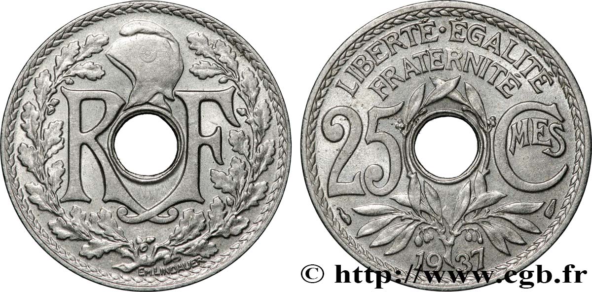 25 centimes Lindauer 1937  F.171/20 TTB 