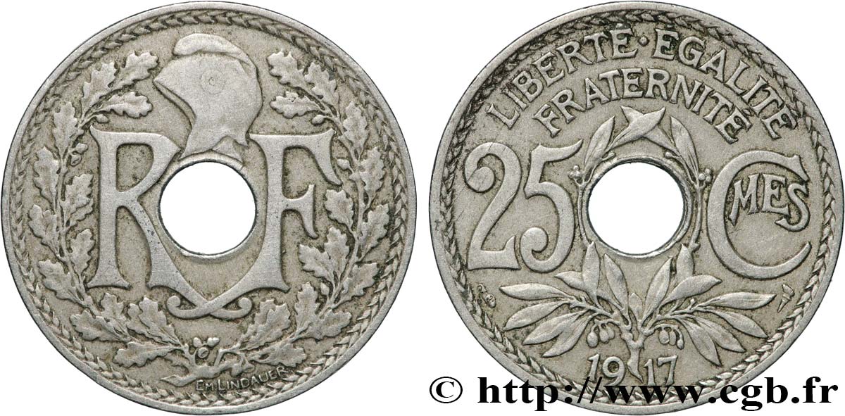 25 centimes Lindauer 1917  F.171/1 BC+ 
