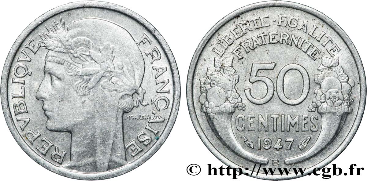 50 centimes Morlon, légère 1947 Beaumont-le-Roger F.194/11 TTB 