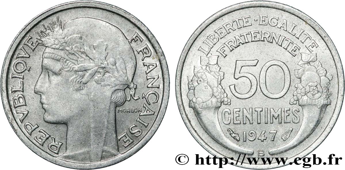 50 centimes Morlon, légère 1947 Beaumont-le-Roger F.194/11 MBC 