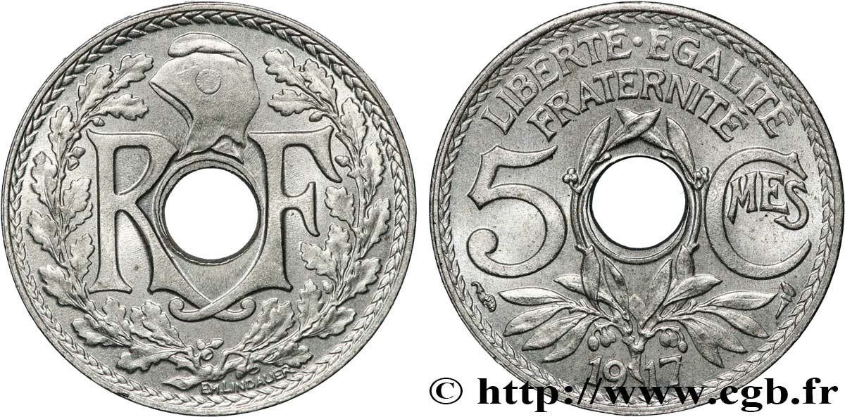 5 centimes Lindauer, grand module 1917 Paris F.121/1 TTB 
