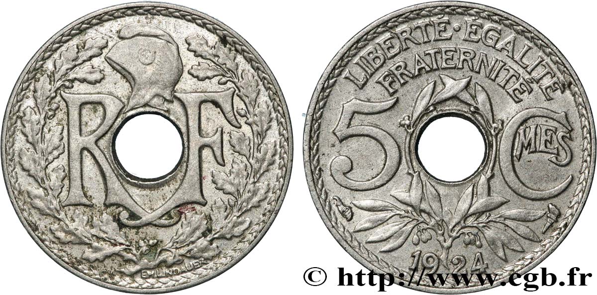 5 centimes Lindauer, petit module 1924 Paris F.122/8 TTB 
