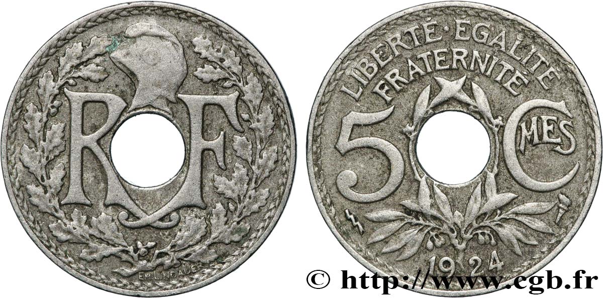 5 centimes Lindauer, petit module 1924 Poissy F.122/9 TB+ 