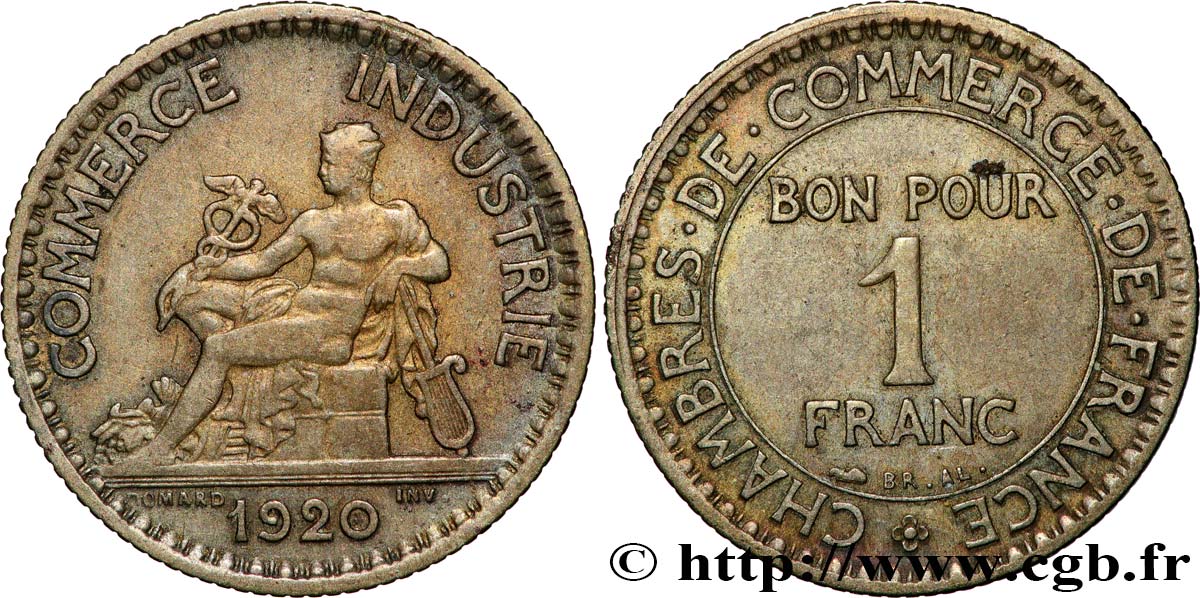 1 franc Chambres de Commerce 1920 Paris F.218/2 VF 