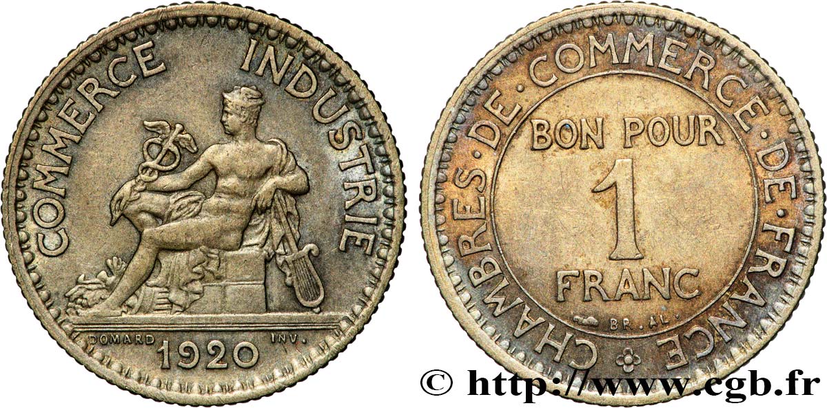 1 franc Chambres de Commerce 1920 Paris F.218/2 TTB+ 
