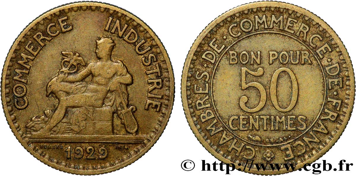 50 centimes Chambres de Commerce 1929  F.191/11 MB 