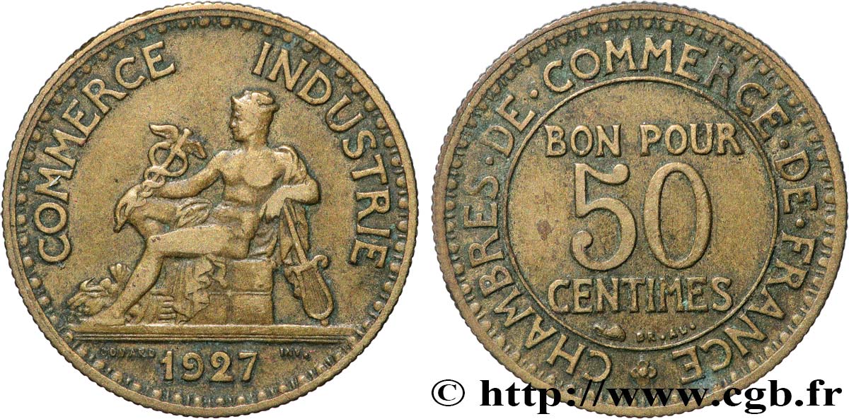 50 centimes Chambres de Commerce 1927 Paris F.191/9 XF 