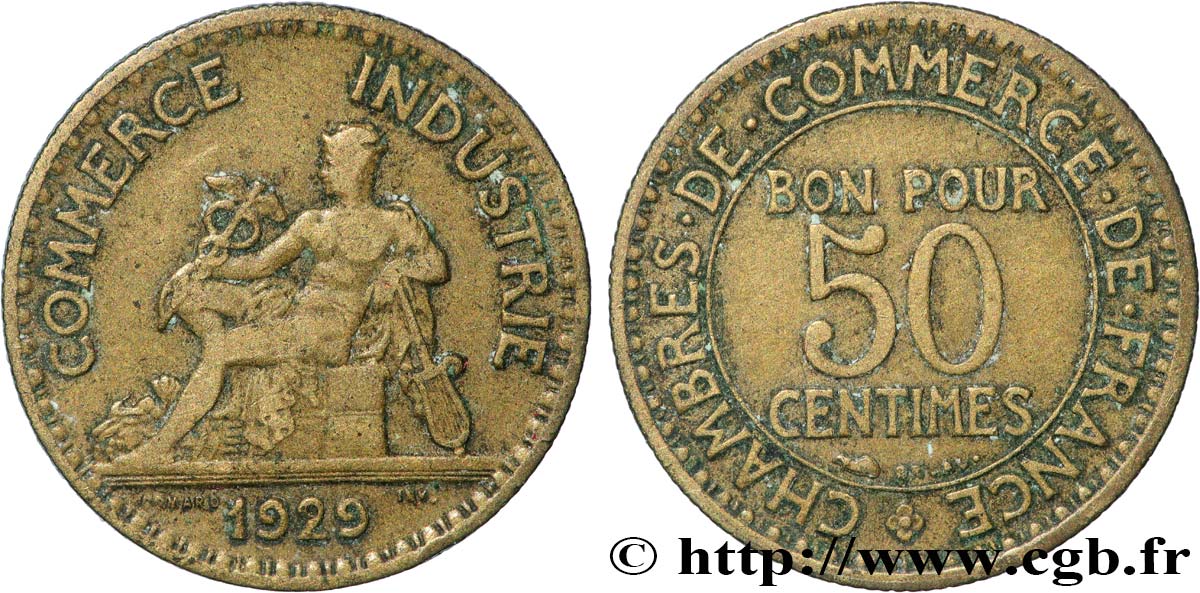 50 centimes Chambres de Commerce 1929  F.191/11 MB 