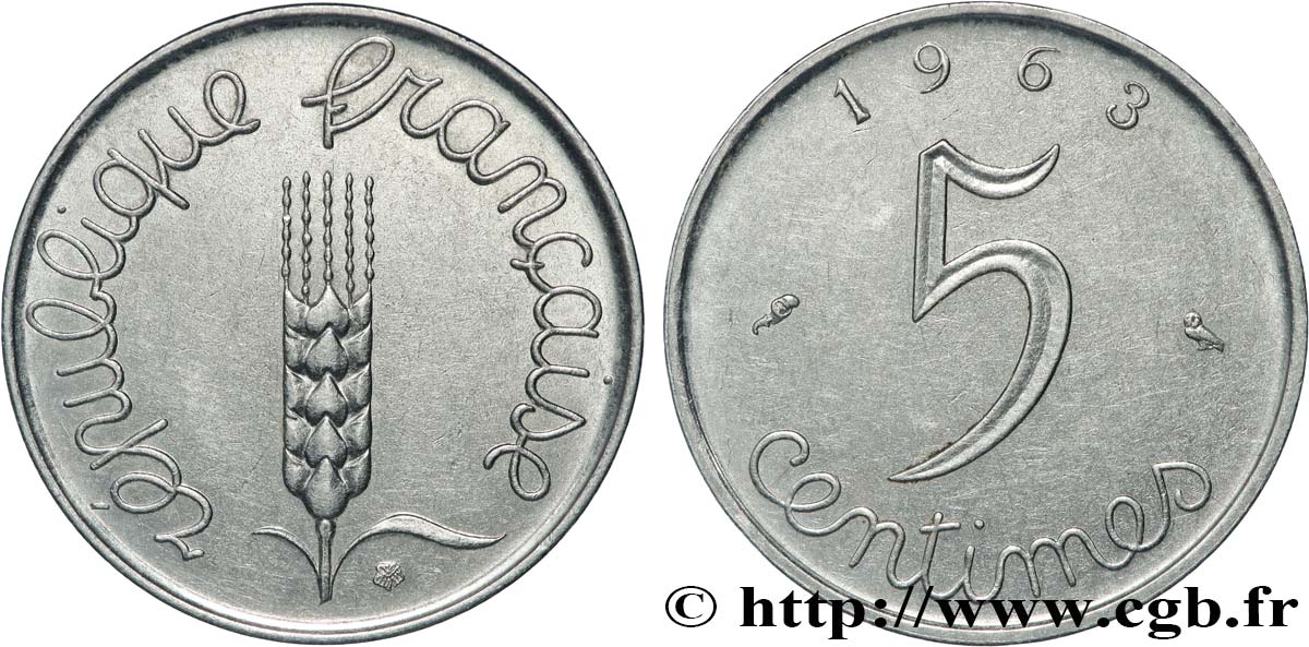 5 centimes Épi 1963  F.124/5 VZ60 