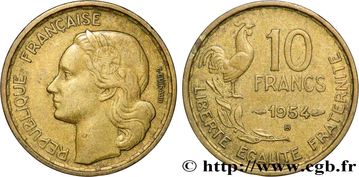 10 francs Guiraud 1954 Beaumont-Le-Roger F.363/11 fVZ 