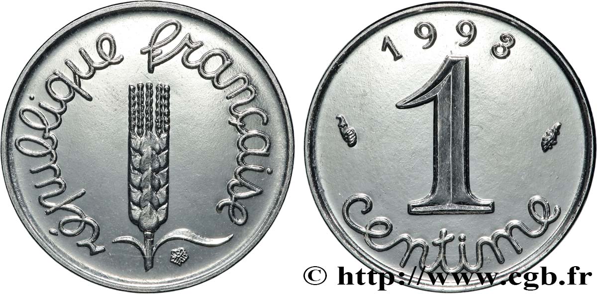 1 centime Épi, BU (Brillant Universel), frappe médaille 1993 Pessac F.106/53 MS65 