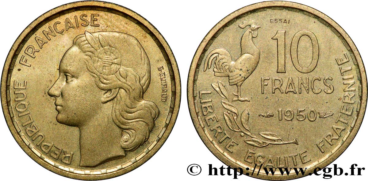 Essai de 10 francs Guiraud 1950  F.363/1 SUP62 