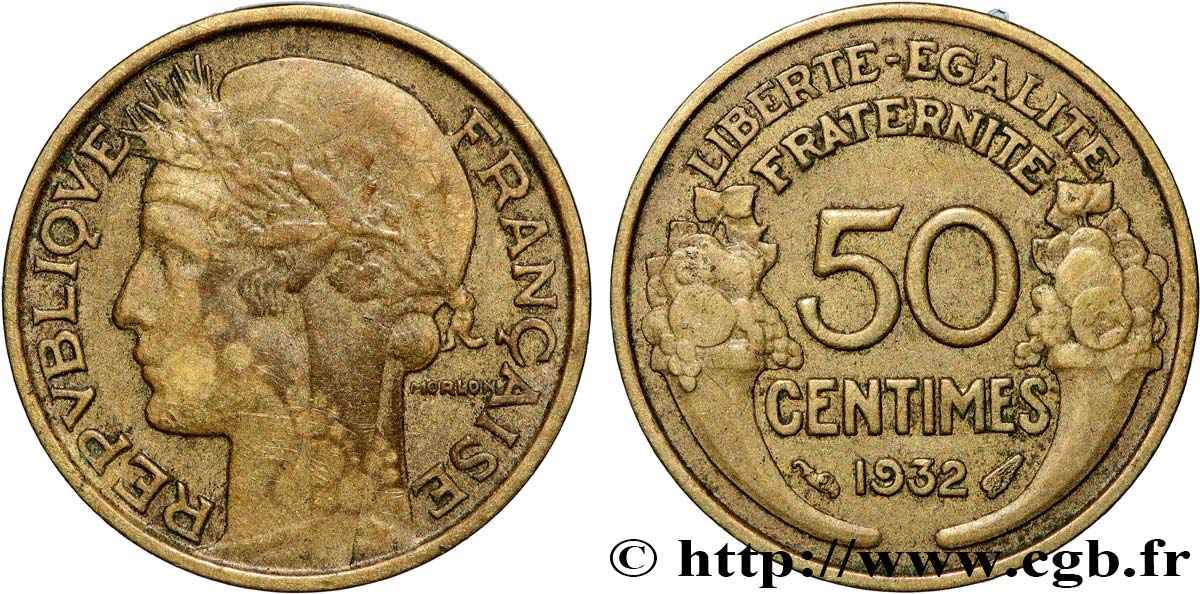 50 centimes Morlon, avec raisin sans fruit 1932  F.192/7 MBC 