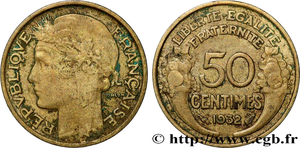 50 centimes Morlon, sans raisin ni fruit, 9 et 2 ouverts 1932  F.192/8 F15 