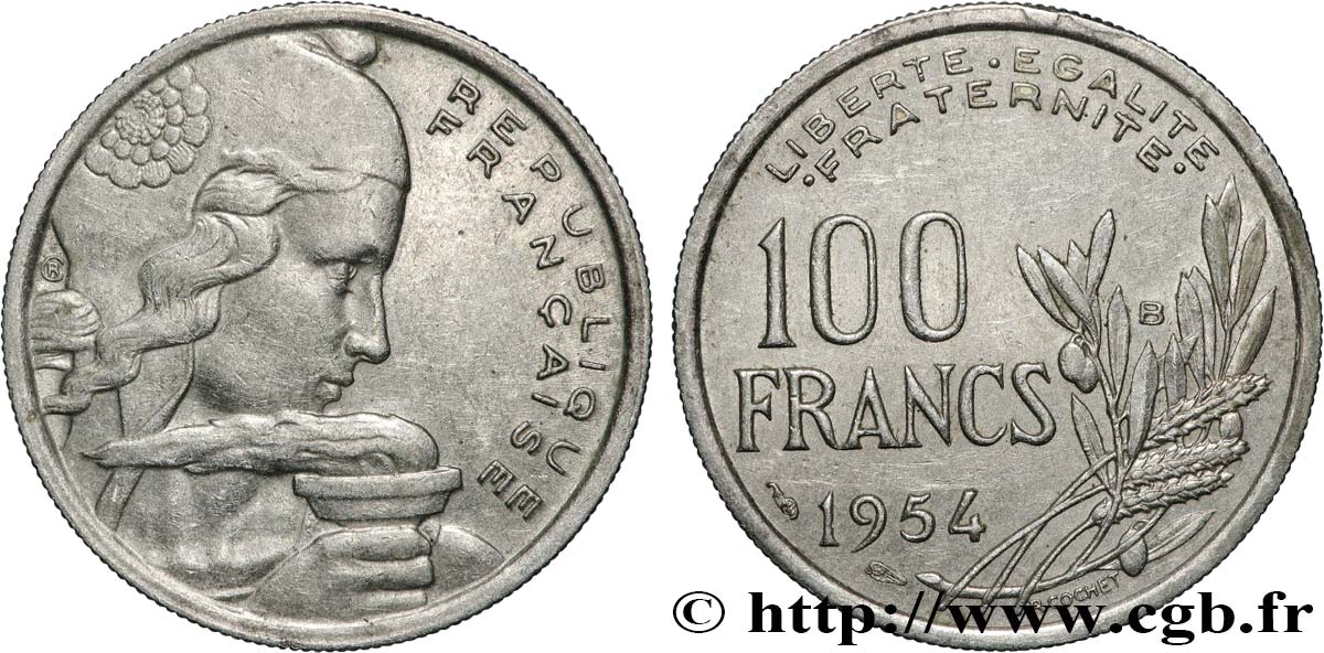 100 francs Cochet 1954 Beaumont-Le-Roger F.450/3 TTB 