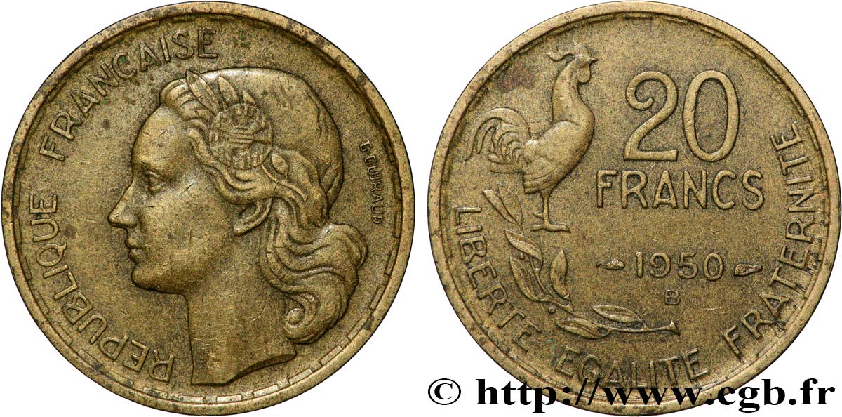 20 francs G. Guiraud 1950 Beaumont-Le-Roger F.402/4 SS 