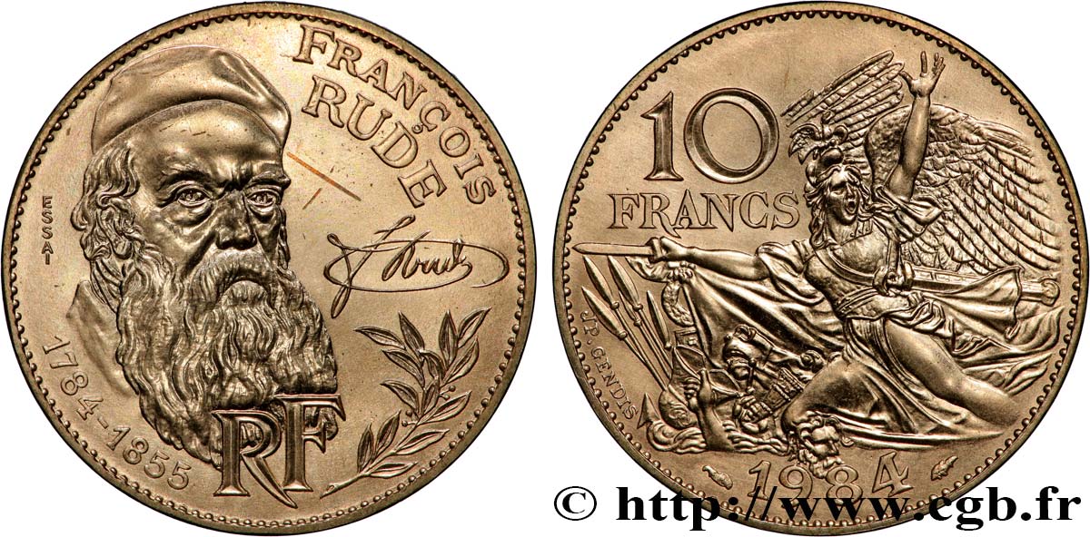 Essai de 10 francs François Rude, tranche B 1984 Pessac F.369/1 MS 