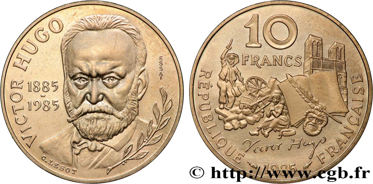 Essai de 10 francs Victor Hugo, tranche B 1985 Pessac F.370/1 MS63 