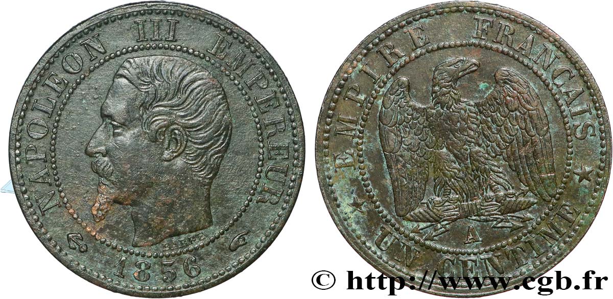 Un centime Napoléon III, tête nue 1856 Paris F.102/26 TTB 