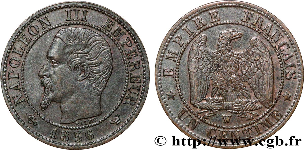 Un centime Napoléon III, tête nue 1856 Lille F.102/32 SUP55 