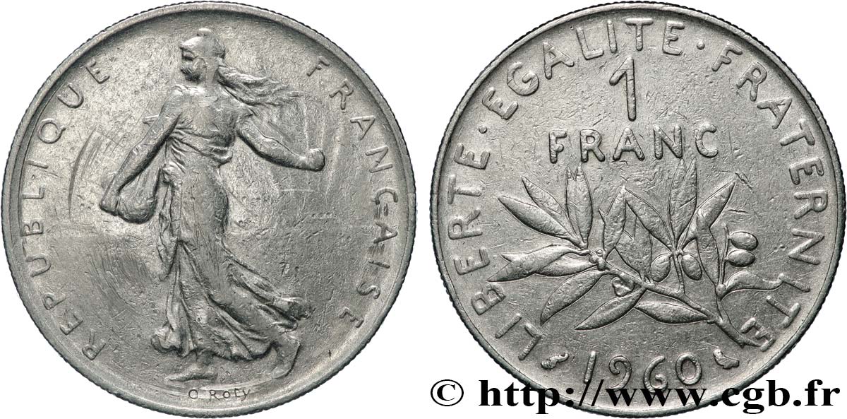 1 franc Semeuse, nickel 1960 Paris F.226/4 XF 