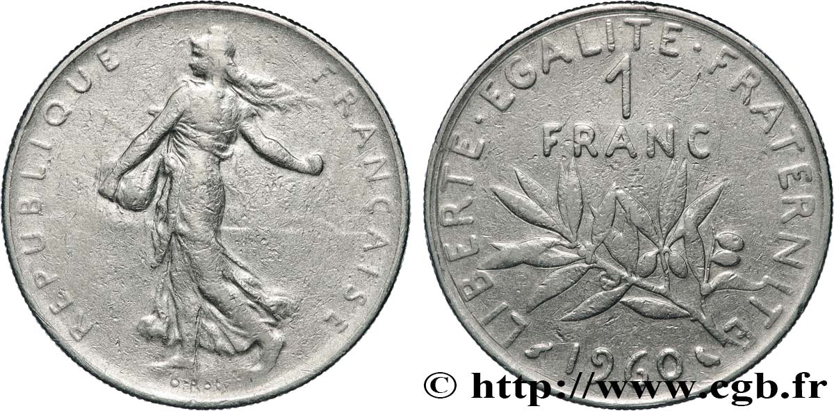 1 franc Semeuse, nickel 1960 Paris F.226/4 q.BB 