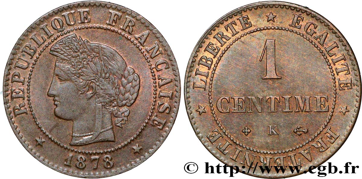 1 centime Cérès 1878 Bordeaux F.104/8 AU53 