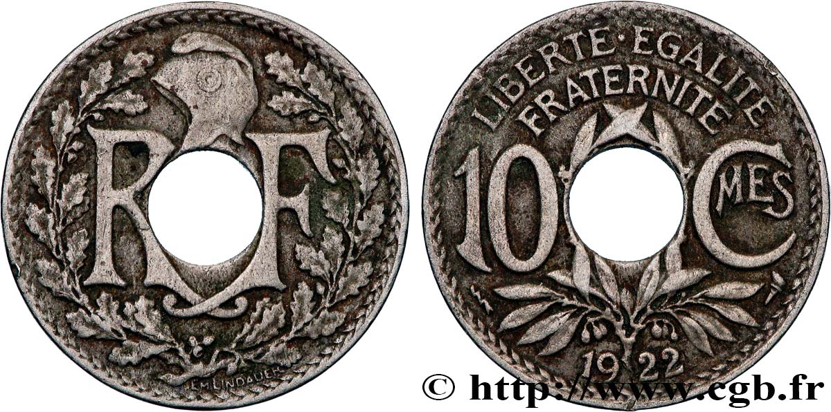 10 centimes Lindauer 1922 Poissy F.138/7 VF 