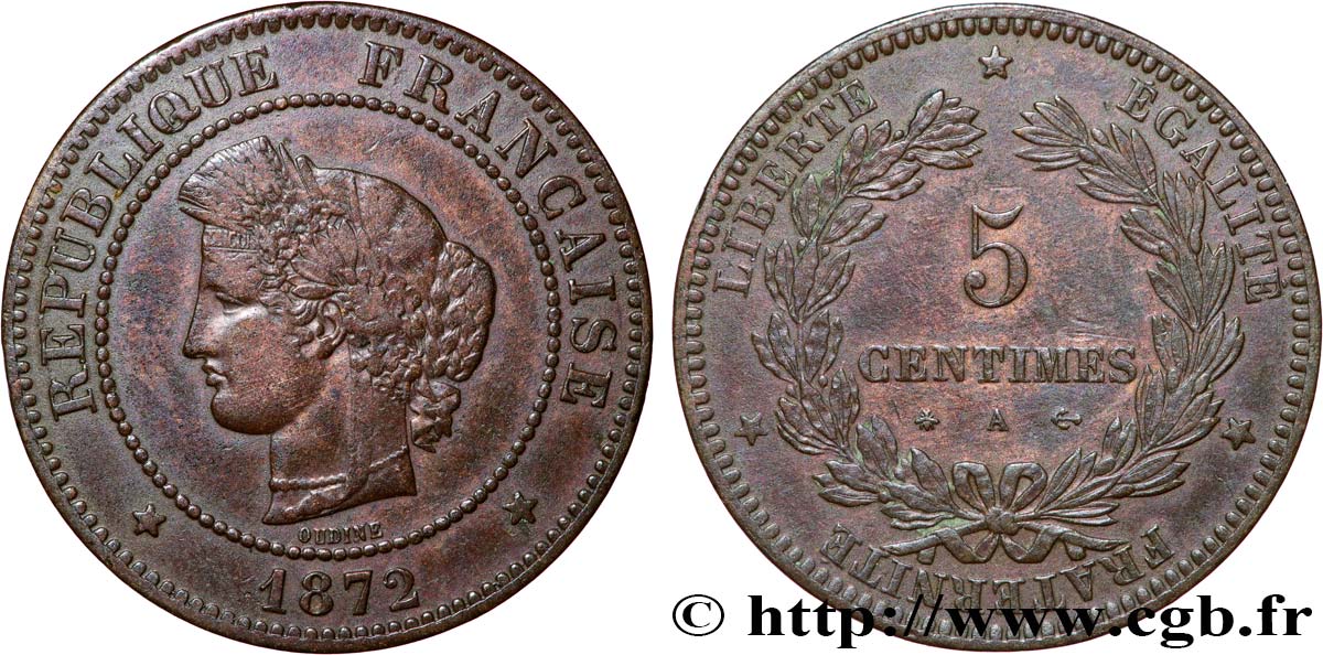 5 centimes Cérès, petit A 1872 Paris F.118/5 q.BB 