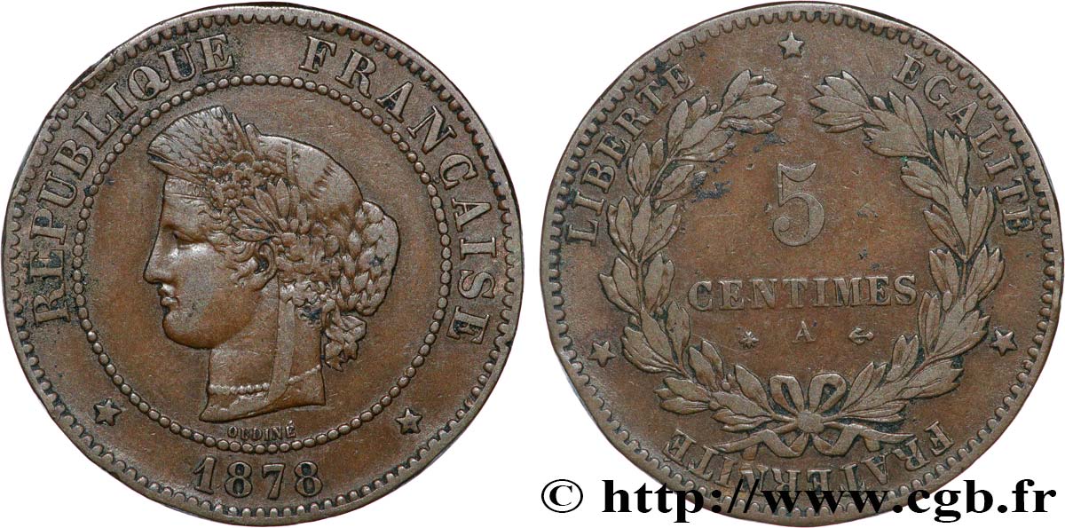 5 centimes Cérès 1878 Paris F.118/17 TB 