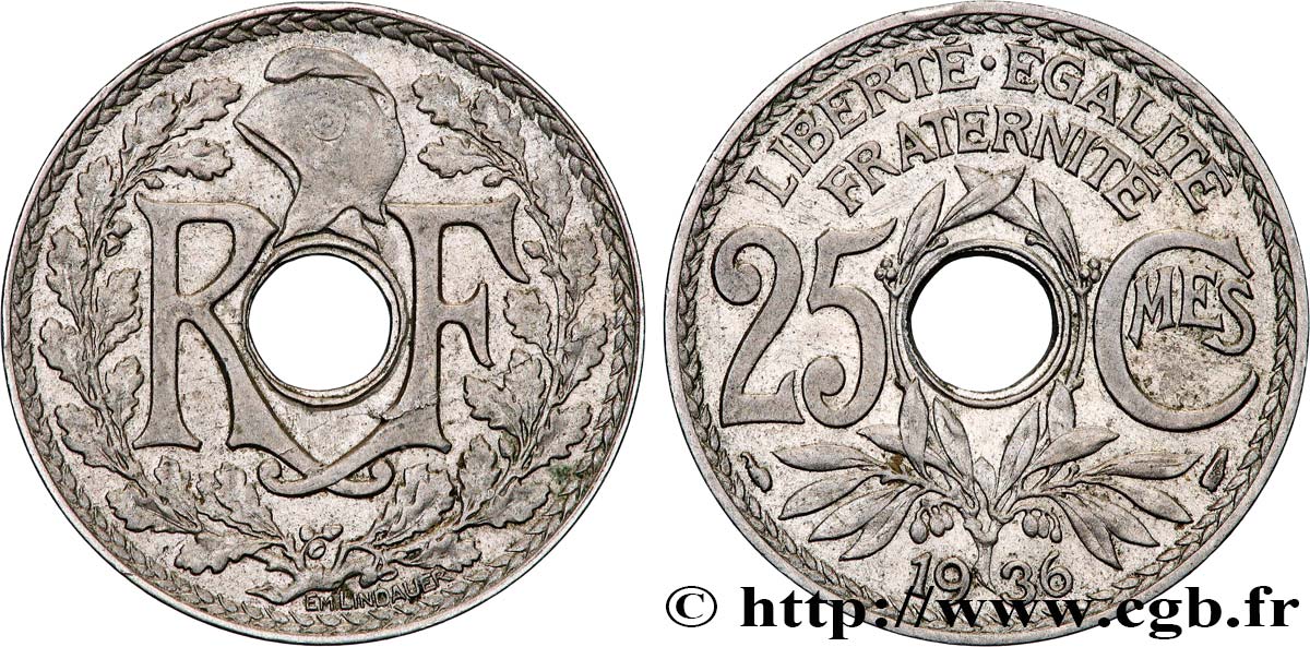 25 centimes Lindauer 1936  F.171/19 TB+ 