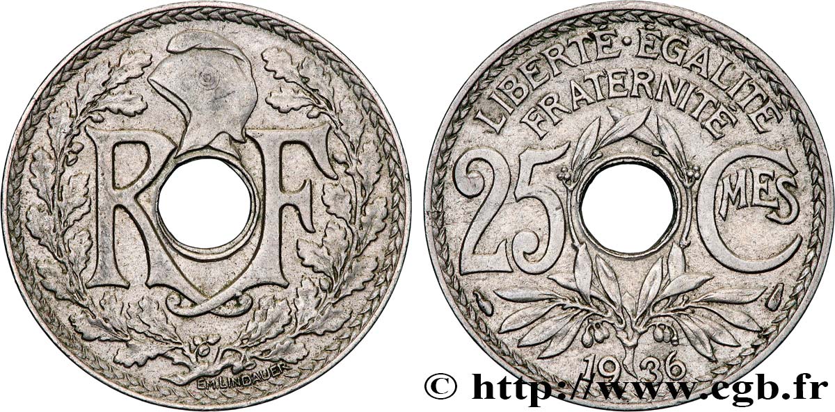 25 centimes Lindauer 1936  F.171/19 VF 