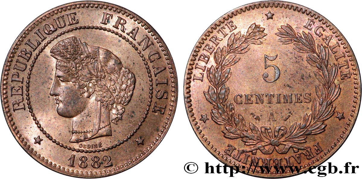 5 centimes Cérès 1882 Paris F.118/23 MS 