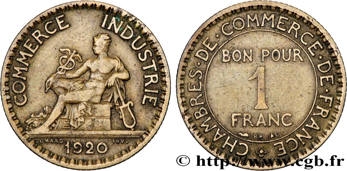 1 franc Chambres de Commerce 1920 Paris F.218/2 BC+ 