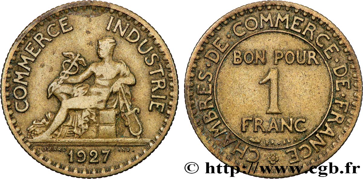 1 franc Chambres de Commerce 1927 Paris F.218/9 BC 