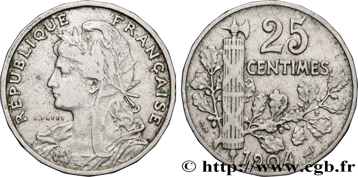 25 centimes Patey, 2e type 1904  F.169/2 TB 