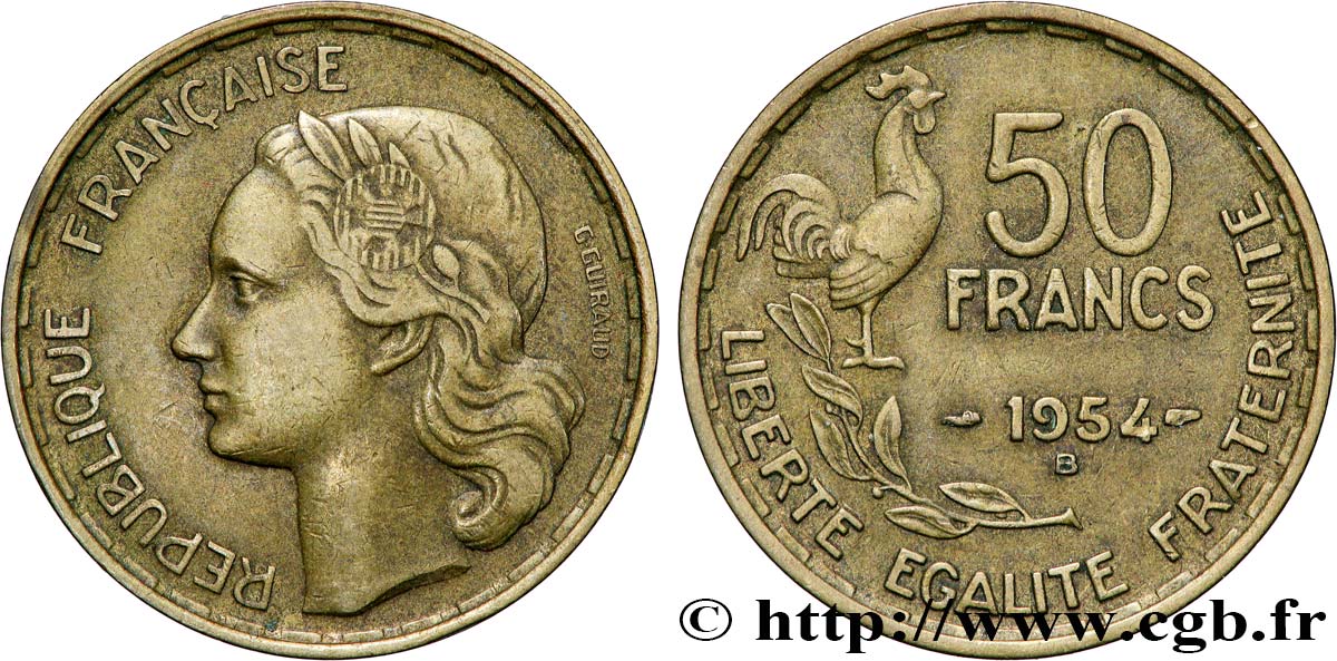 50 francs Guiraud 1954 Beaumont-Le-Roger F.425/13 TTB45 