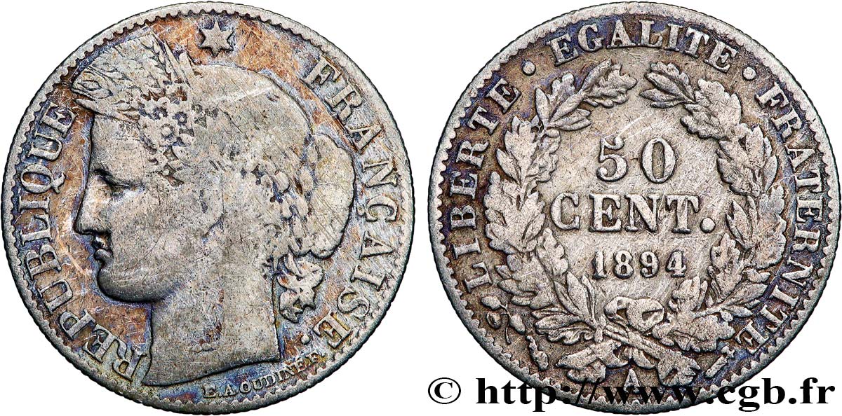 50 centimes Cérès, IIIe République 1894 Paris F.189/15 BC 
