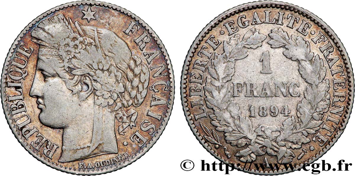 1 franc Cérès, Troisième République 1894 Paris F.216/12 VF 