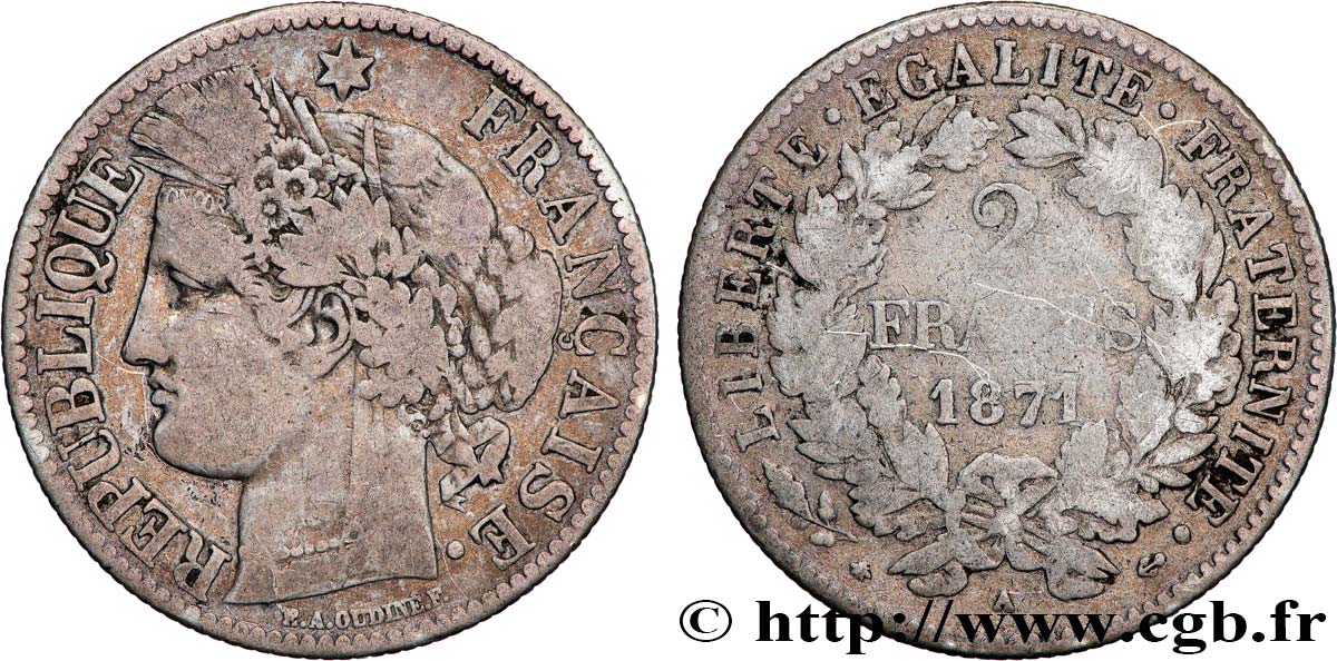2 francs Cérès, avec légende 1871 Paris F.265/5 fmd_841676 Monete Moderne