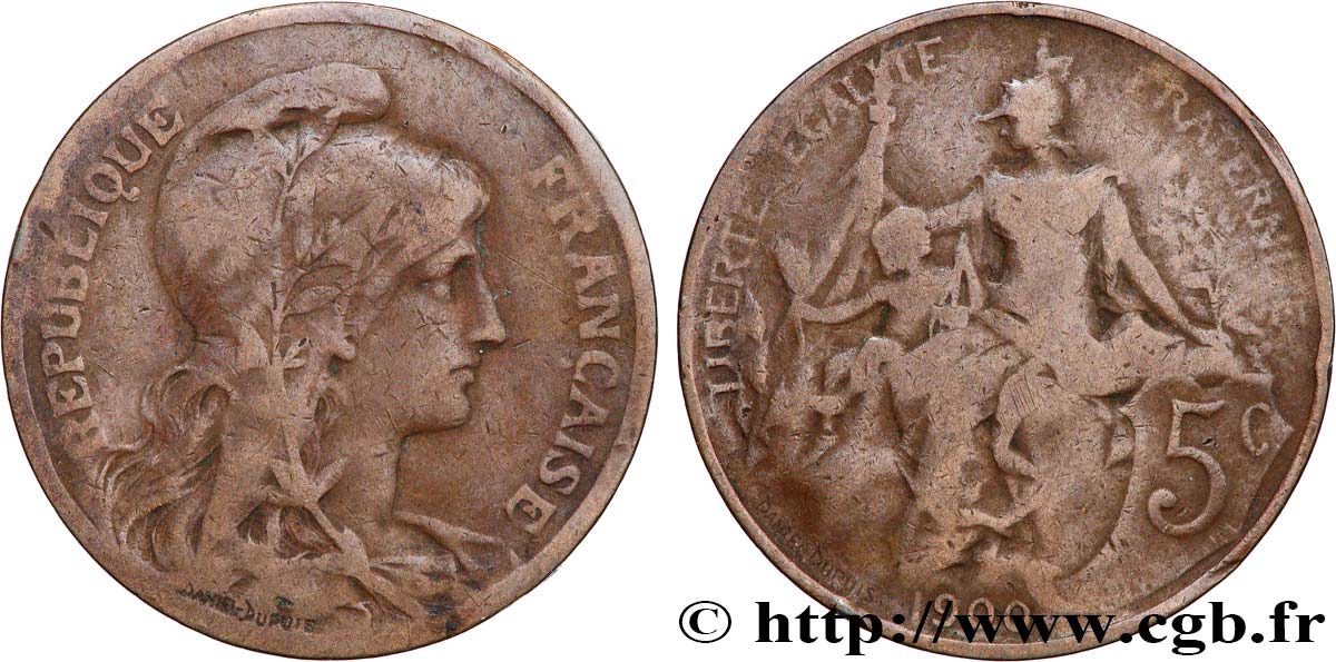 5 centimes Daniel-Dupuis 1900  F.119/9 B+ 