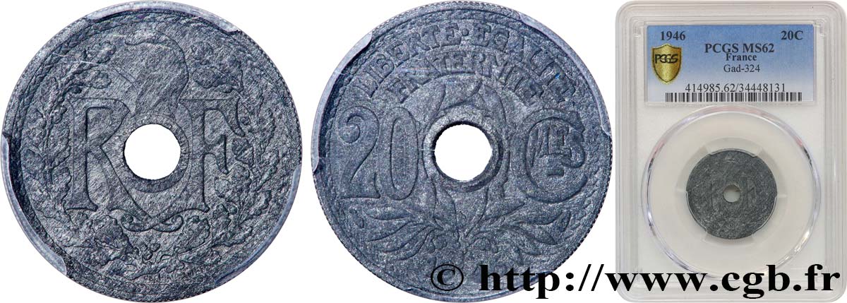 20 centimes Lindauer 1946  F.155/5 MS62 PCGS