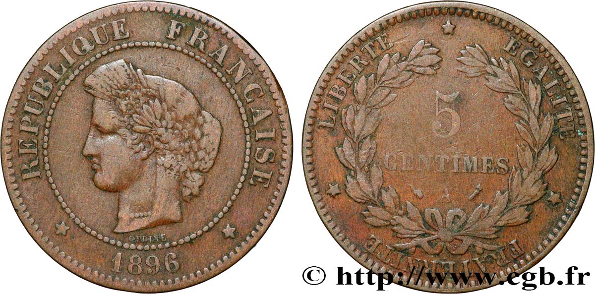 5 centimes Cérès 1896 Paris F.118/37 VF25 