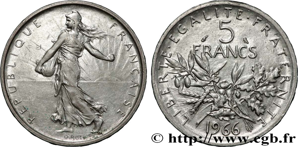 5 francs Semeuse, argent 1966 Paris F.340/10 SPL63 