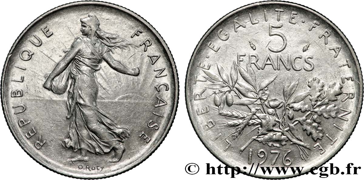 5 francs Semeuse, nickel 1976 Pessac F.341/8 SUP62 