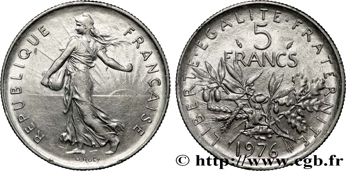 5 francs Semeuse, nickel 1976 Pessac F.341/8 EBC60 